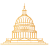 Gold line-art illustration of the U.S. Capitol representing congressional recognition received by Soliz Law Firm founder Miriah Soliz.